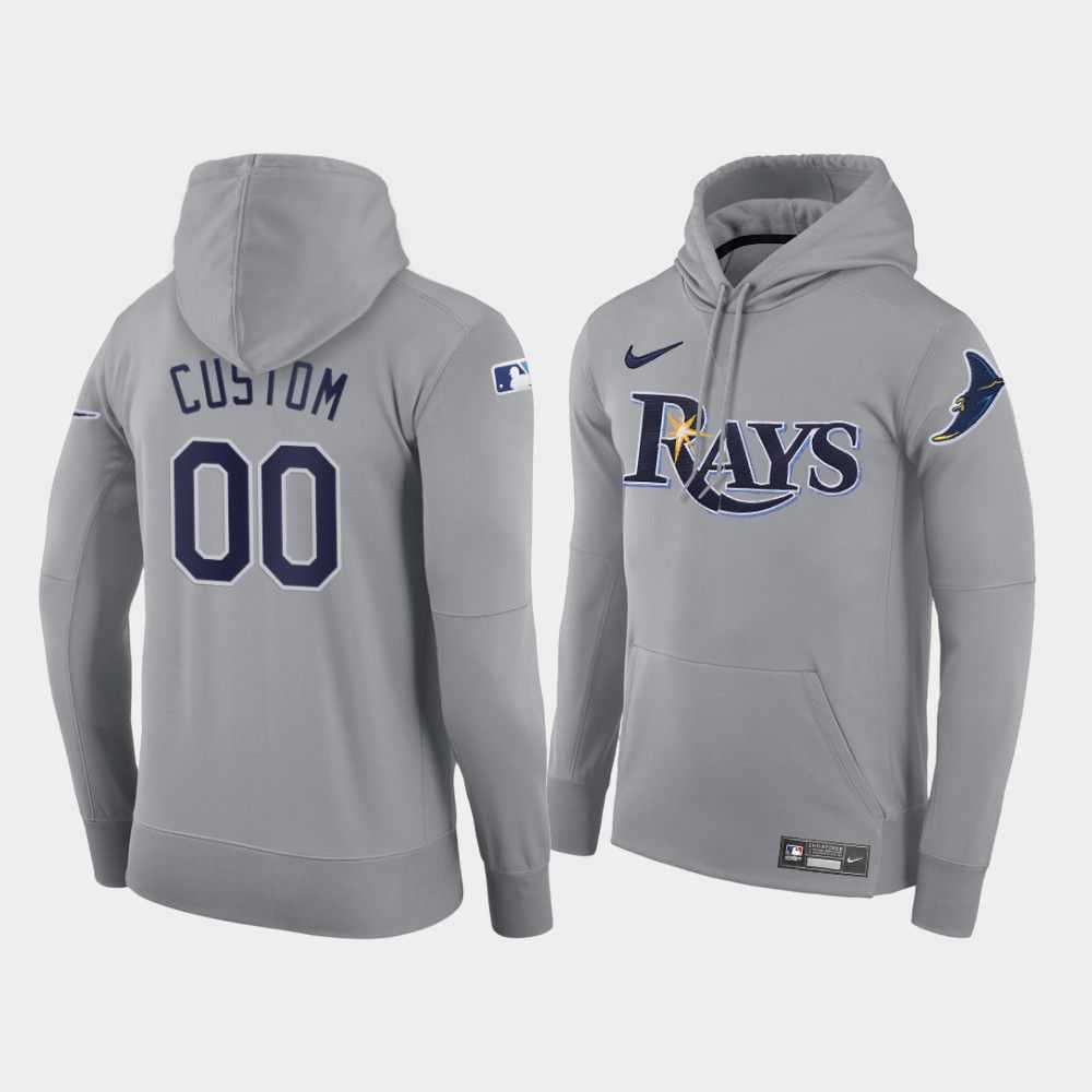 Men Tampa Bay Rays 00 Custom gray road hoodie 2021 MLB Nike Jerseys